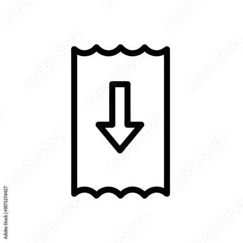 Simple Downward Arrow Icon for Download Button, Minimalist Black Outline