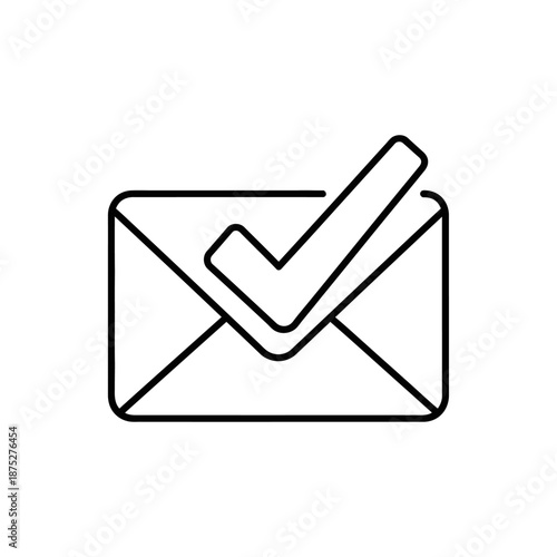 Simple Email Icon with Checkmark for Communication Verification Illustration