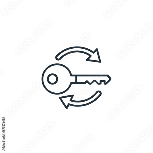 Simple Key Icon with Circular Arrows Representing Security and Access Control