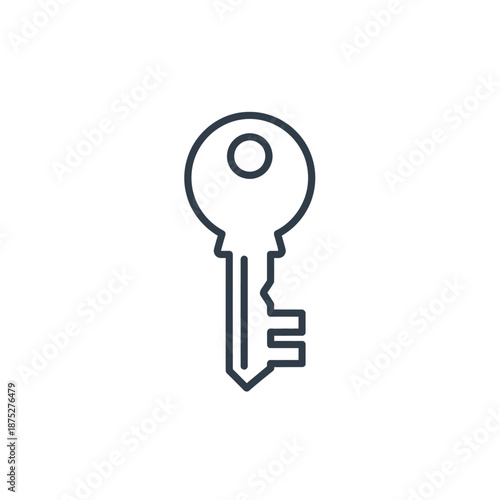Simple Line Art Icon of a Classic Key for Security and Access Concepts