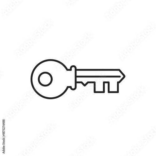 Simple Line Art Drawing of a Key for Security and Access Control