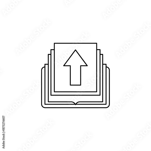 Simple Line Drawing of Upward Arrow Emerging From a Book for Educational and Knowledge Concepts