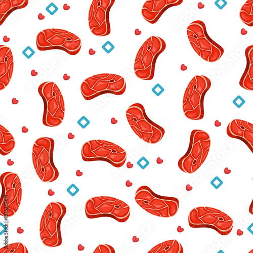seamless pattern complex butcher theme