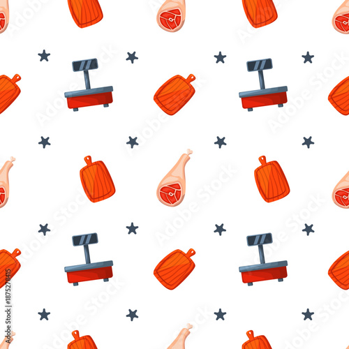 seamless pattern with random shape butcher theme