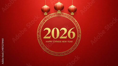 2026 Happy Chinese New Year Vector Illustration With Lanterns On Red Background For Cultural Celebrations