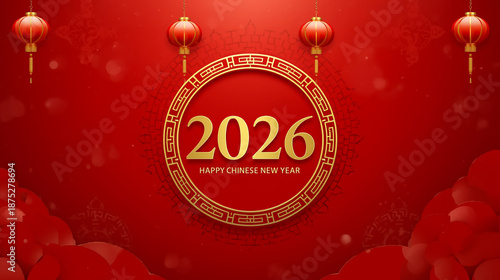 2026 Happy Chinese New Year Vector Illustration With Lanterns For Cultural Celebrations