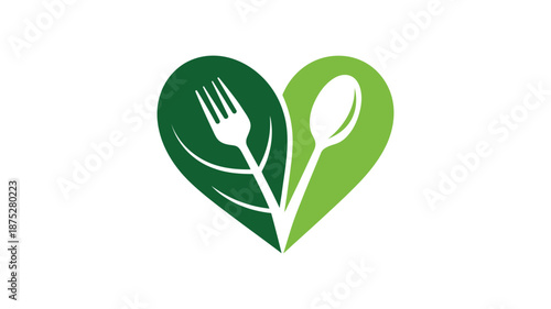 Green Heart Shape With Fork And Spoon