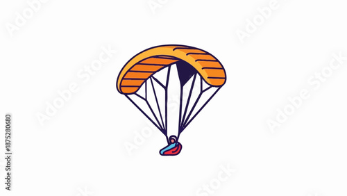 Cartoon illustration of a paraglider soaring through the sky, showing vibrant colors