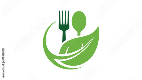 Green Leaf Swirl With Fork And Spoon