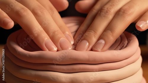 Wallpaper Mural Hands shaping stacked clay Torontodigital.ca