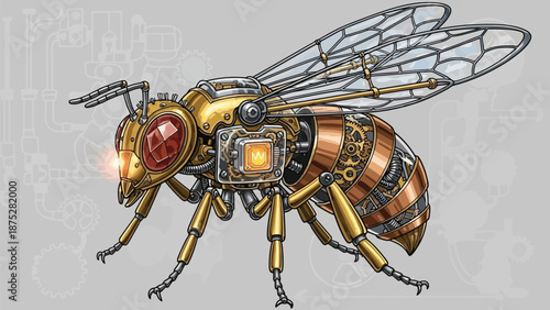 Cybernetic bee robot vector