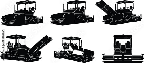 Definitive Black Silhouette Vector Set of Construction Workers, Heavy Machinery, Bridges, and Industrial Equipment Covering All Civil Engineering and Building Site Trades
