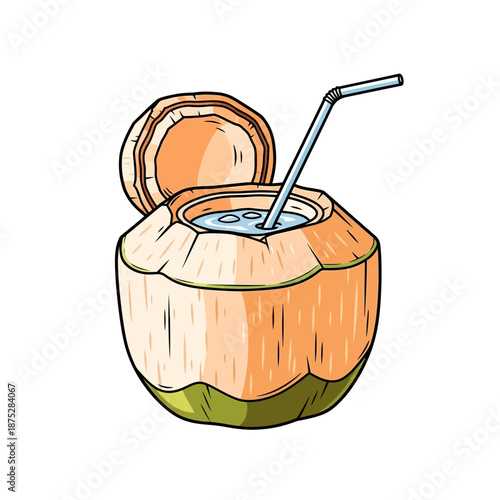 Sinhala Traditional Awurudu Sri Lanka Refreshing Coconut Drink with Straw