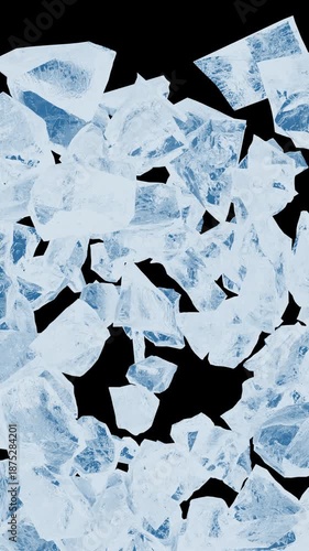 4 vertical ice shatter transitions with frozen textures that appear, crack, and break into flying shards. Includes alpha channel for easy overlay. Designed for vertical videos.