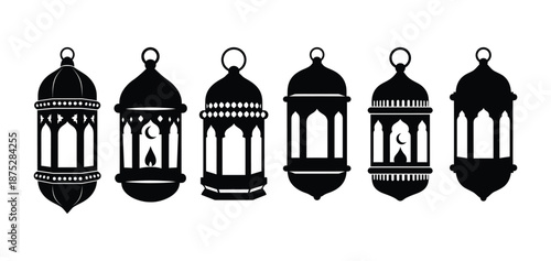 Set of ramadan lantern vector illustrations for islamic decoration