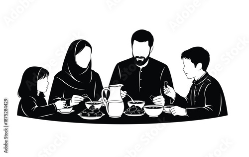 Family having iftar meal together during ramadan celebration