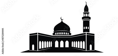 Ramadan kareem mosque building silhouette in black and white