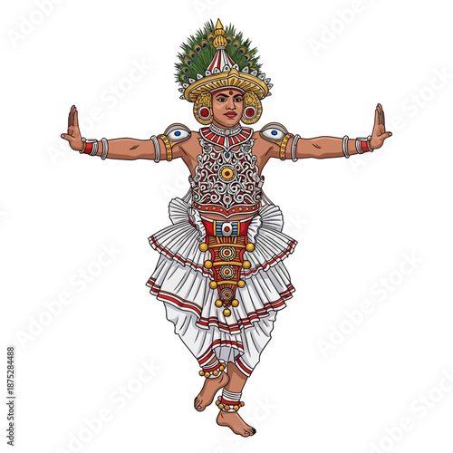 Sinhala Traditional Awurudu Sri Lanka Dancer Performing Cultural Dance Costume