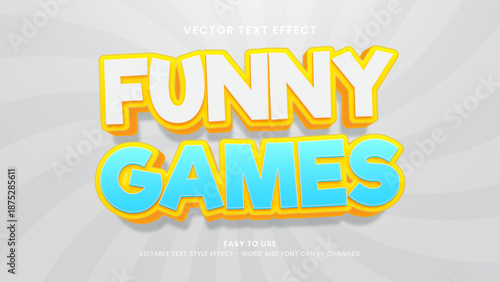 funny games editable text effect 3d vector