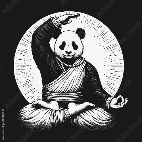 Panda Monk in Meditation: Finding Inner Peace and Balance.