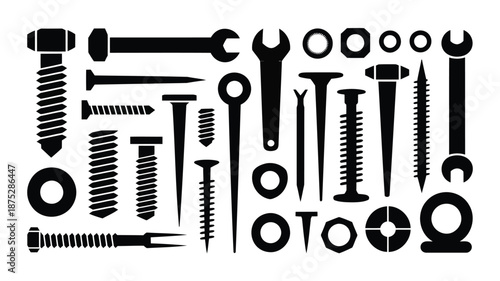 Collection of various tools and hardware on white background