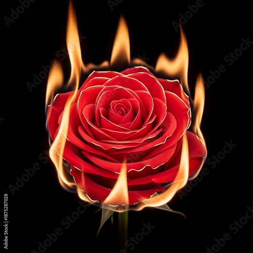 Burning Rose - A Symbol of Passion, Destruction, and Ephemeral Beauty.