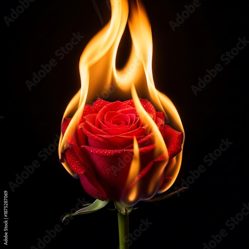 Burning Rose - A Symbol of Passion, Destruction, and Ephemeral Beauty.