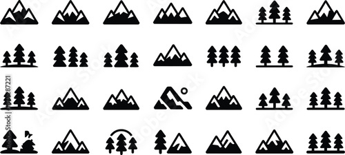 Mountain Forest Peak Icon Set