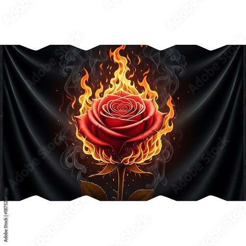 Burning Rose Flag - A Symbol of Passion and Intense Beauty.