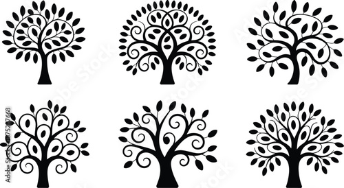 Decorative Ornate Leaf Tree Set