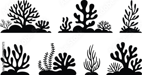 Marine Coral Reef Silhouette Collection