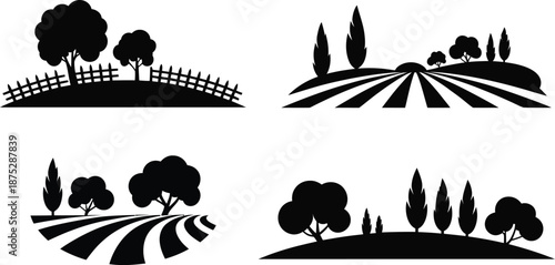 Rural Farm Countryside Landscape Set