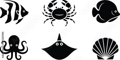 Sea Creature Life Silhouette Collection