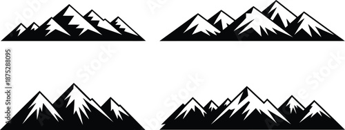 Mountain Range Peak Nature Silhouette set