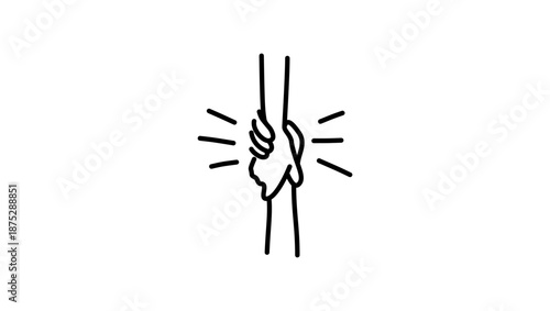 hand helps hand, black isolated silhouette