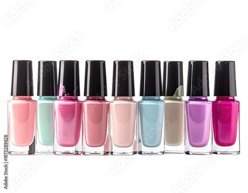 Assortment of diverse nail polish bottles, showcasing a variety of colors and a sleek design