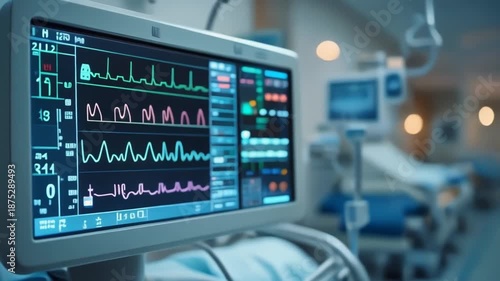 Wallpaper Mural Medical monitor displaying vital signs in a hospital intensive care unit Torontodigital.ca