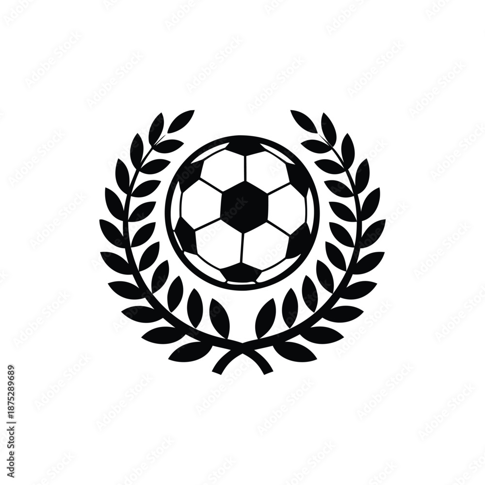 Obraz premium Professional soccer academy crest with ball and stars isolated on white