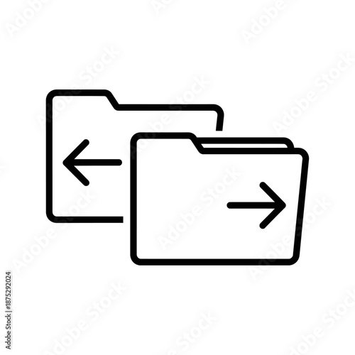 Two Colorful Folders with Arrow Symbols Representing File Organization and Data Storage