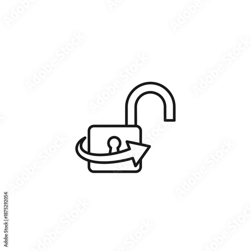 Unlocking Digital Security Concept with Open Lock and Arrow Illustration