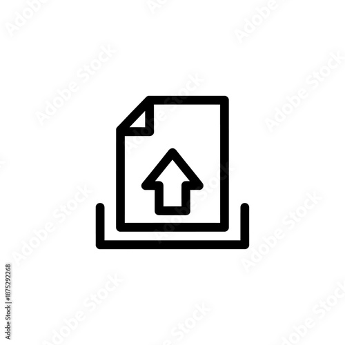 Upload Document Icon with Upward Arrow in Outline Style for Digital Files