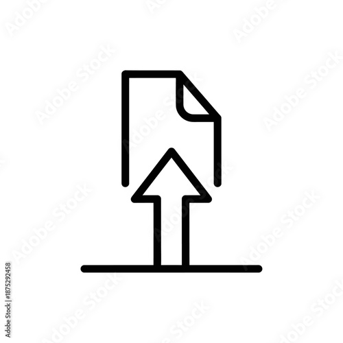 Upload Icon with Arrow Over a Document for Digital File Sharing