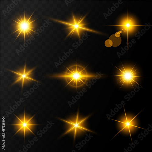 Lens Flare, light glow effect. sun or realistic shining star with backlight effect.
bokeh glitter and sparkles or sparkles on transparent background.

