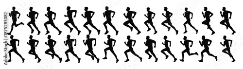 silhouettes of running man poses