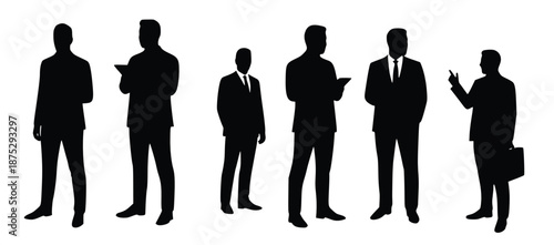 six businessman silhouettes 