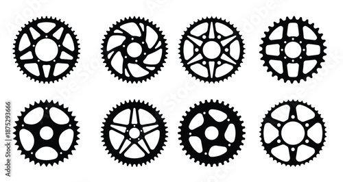 sprocket wheel vector bicycle parts silhouette vector 