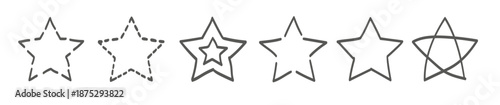 Star doodle collection. Set of hand drawn stars. Scribble illustrations. Vector illustration