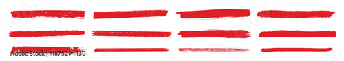 straight red line brush strokes set hand drawn stripes