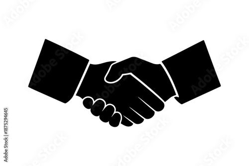 Classic black and white handshake symbolizing agreement and partnership.