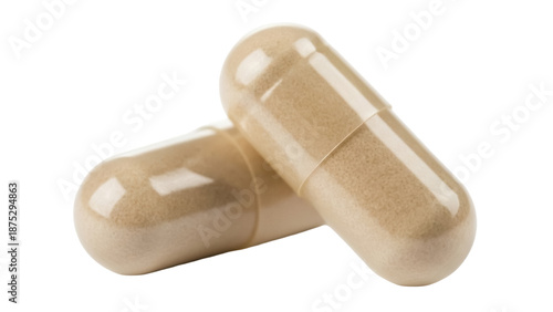 Εκτύπωση καμβά Two beige capsules isolated PNG on transparent background, dietary supplement fo